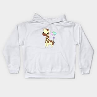 Baby Giraffe with Balloons Kids Hoodie